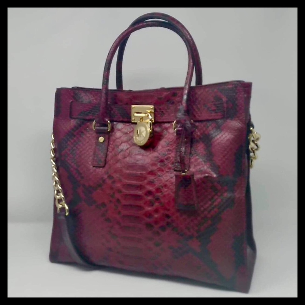 NWT Michael Kors Large Hamilton Snake Print Tote - Picture 4 of 14